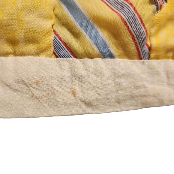 Handmade Quilt Bow Tie Pattern Yellow w/Multi Color Bows Off White Back 60"X78" - Picture 8 of 9